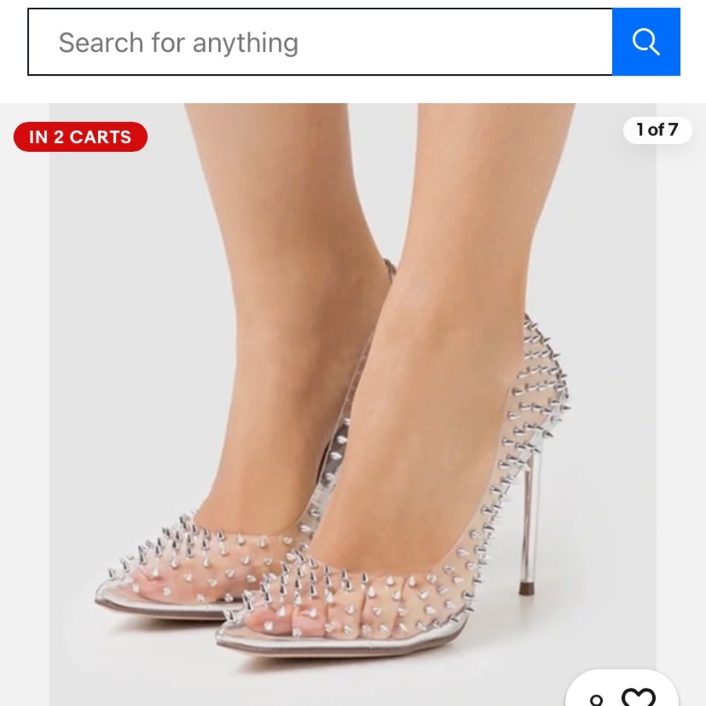 Steve Madden Tolima Clear Ecru High Heel Womens Size 9.5M Pumps Silver Studded - Picture 15 of 16